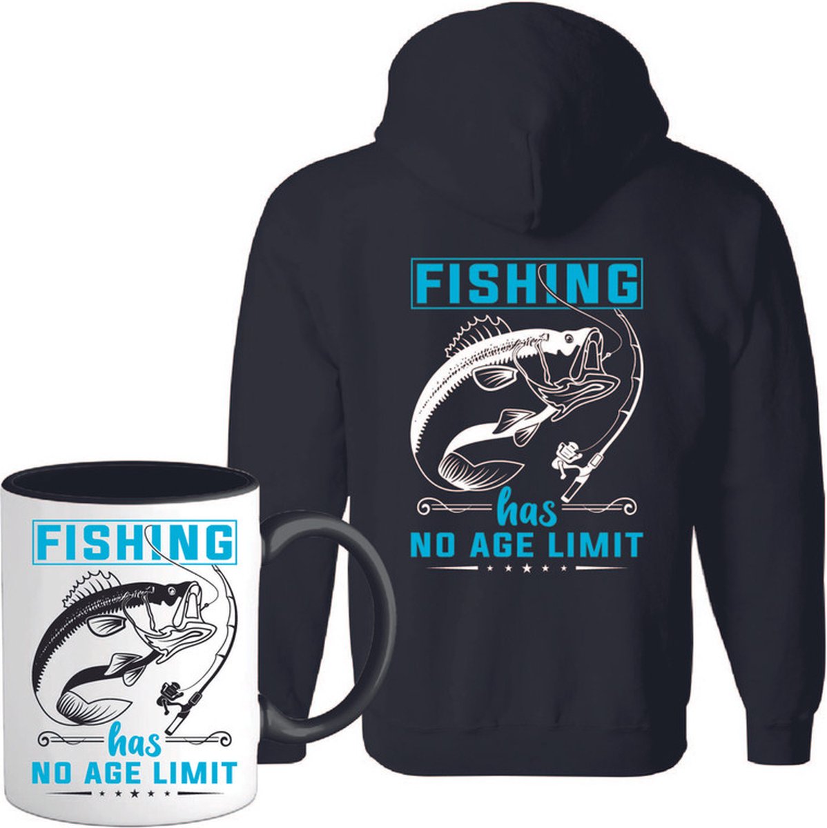 T-Shirtknaller Vest met koffiemok | Fishing Has No Age Limit  - Vis / Vissen / Vishengel Kleding | Heren / Dames Vest Cadeau | Kleur zwart | Maat M